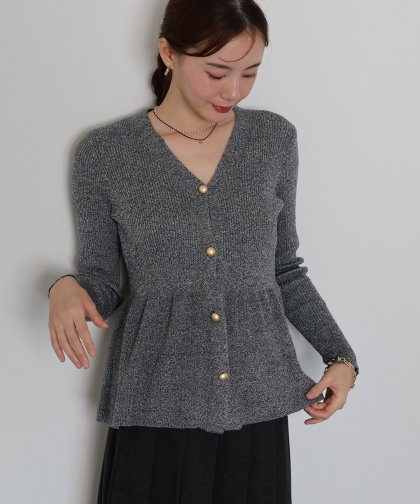 ゴールドボタンペプラムカーディガン[J by blue]