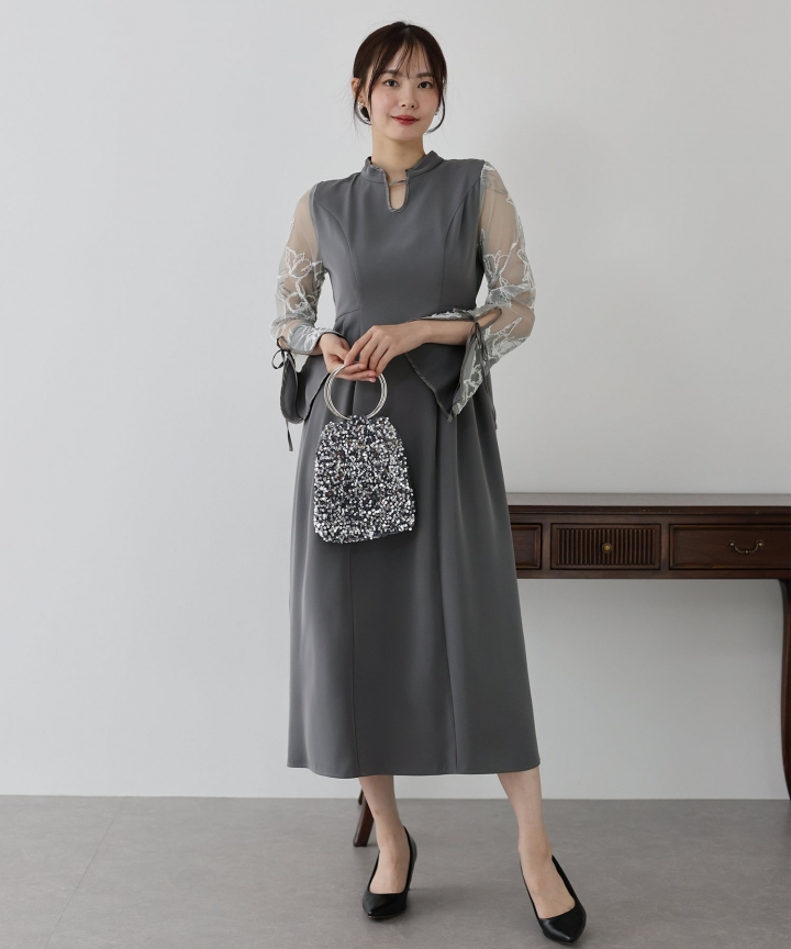 【TIME SALE】フェザーフラワーコクーンドレス