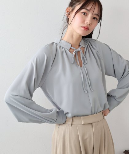 【SALE】リボンネックブラウス【ネコポス】