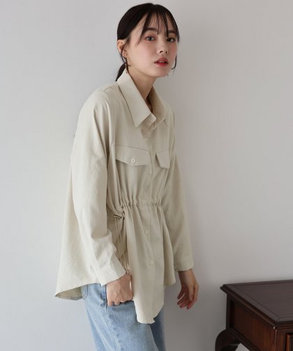 【SALE】ウエストギャザーペプラムシャツ