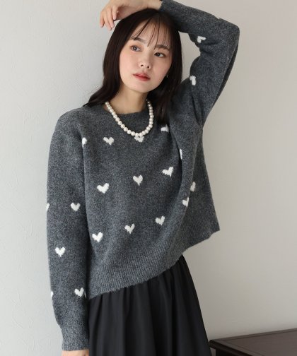 【TIME SALE】ハート柄ニットプルオーバー 【TIME SALE】ハート柄ニットプルオーバー
