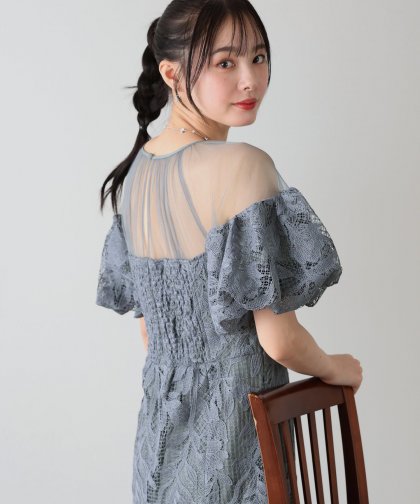 【TIME SALE】モチーフレーススフレスリーブドレス 【TIME SALE】モチーフレーススフレスリーブドレス