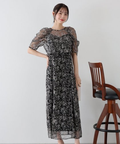 【TIME SALE】花柄刺繍レースセットドレス 【TIME SALE】花柄刺繍レースセットドレス