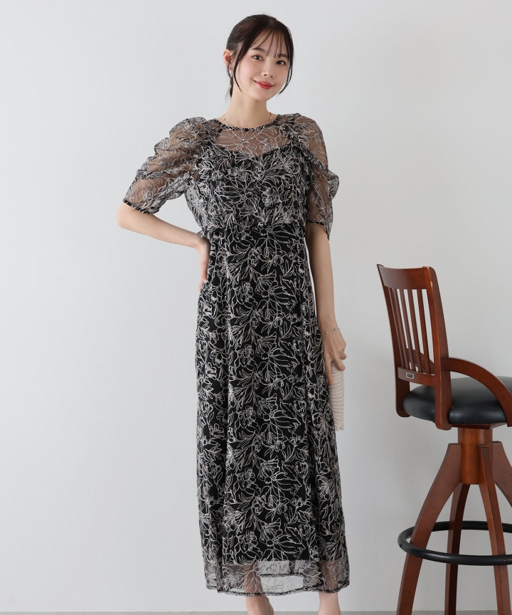 【TIME SALE】花柄刺繍レースセットドレス 【TIME SALE】花柄刺繍レースセットドレス