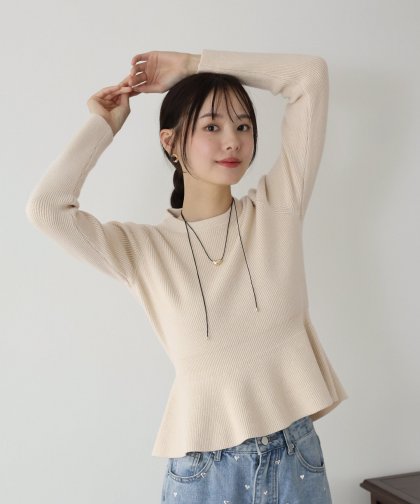 ペプラムニットトップス ペプラムニットトップス