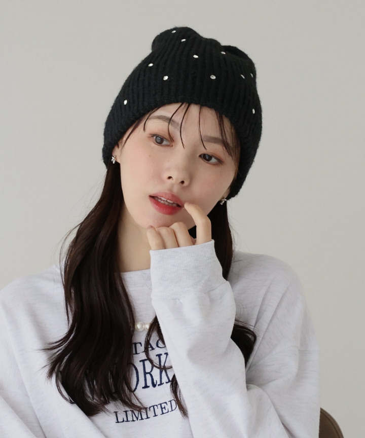 【SALE】ビジュー付きニット帽