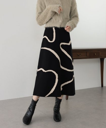 【SALE】ラインジャガードニットスカート