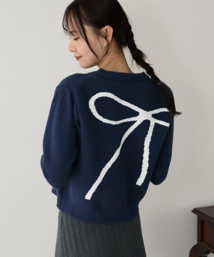 【TIME SALE】バックリボンダブルジップニットカーディガン 【TIME SALE】バックリボンダブルジップニットカーディガン
