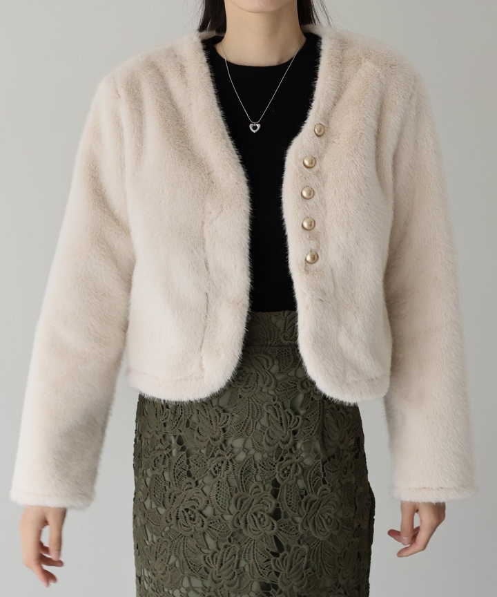 【TIME SALE】金ボタンファーコート