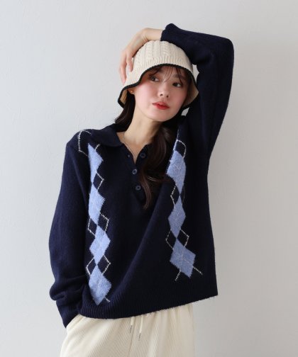 アーガイル衿付ニット アーガイル衿付ニット