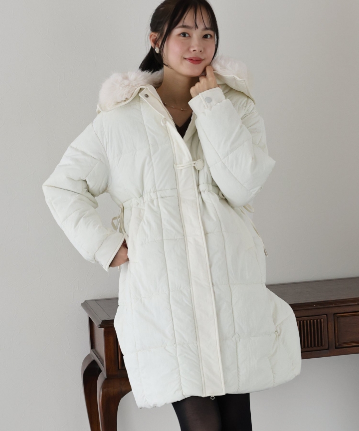 【TIME SALE】ウェストマークファー衿ロングダウン 【TIME SALE】ウェストマークファー衿ロングダウン