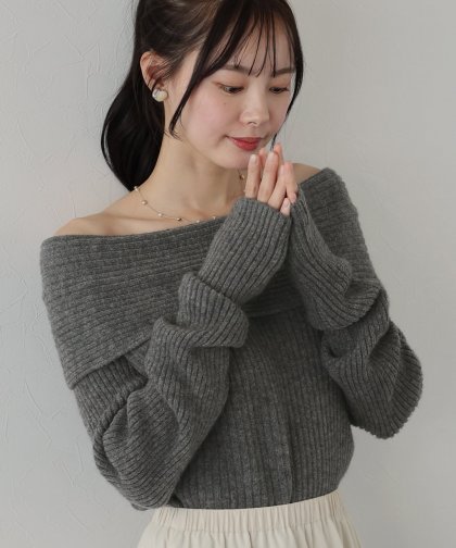 【TIME SALE】ワイドリブオフショルニット 【TIME SALE】ワイドリブオフショルニット