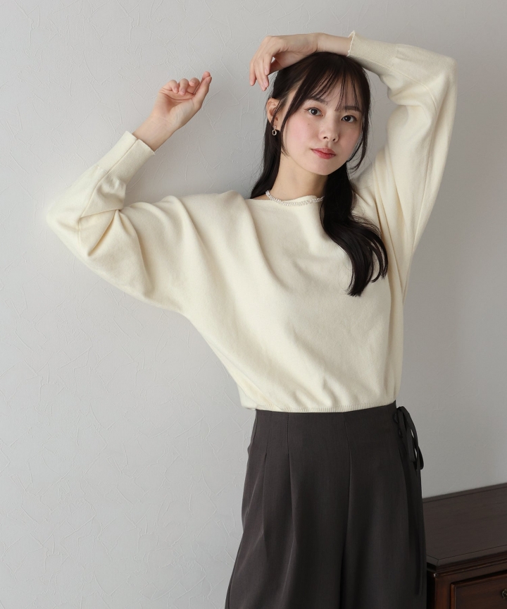 【SALE】ボートネックドルマンニット