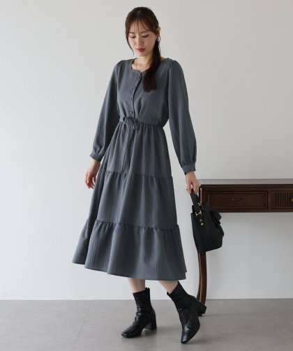 ハートネックティアードワンピース ハートネックティアードワンピース