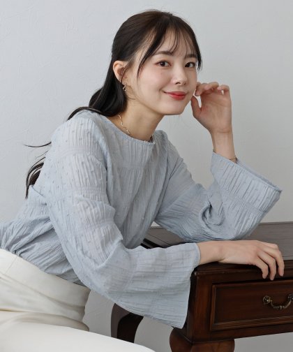 シアードットフレアスリーブブラウス【ネコポス】 シアードットフレアスリーブブラウス【ネコポス】