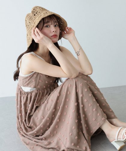 【SALE】ドットジャガードキャミワンピース