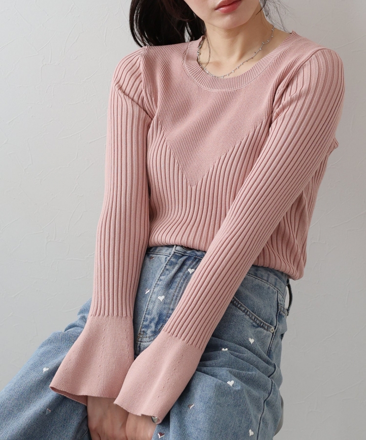 【SALE】切替デザインリブニット