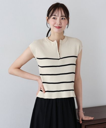 【SALE】ハーフジップボーダーニット【ネコポス】