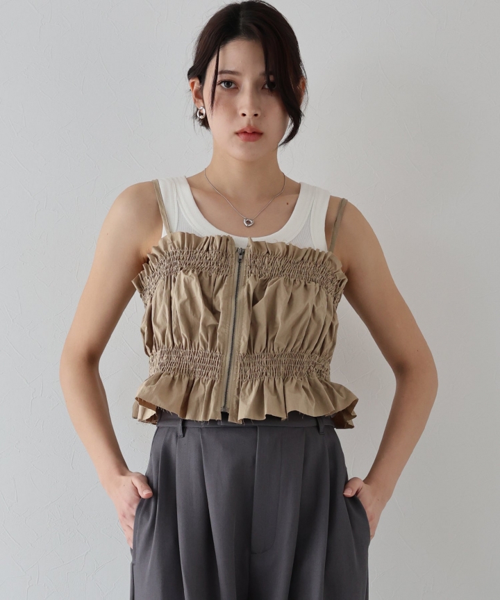 【SALE】シャーリングビスチェキャミ[J by blue]【ネコポス】