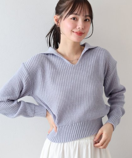 【SALE】スキッパー襟ニット 【SALE】スキッパー襟ニット
