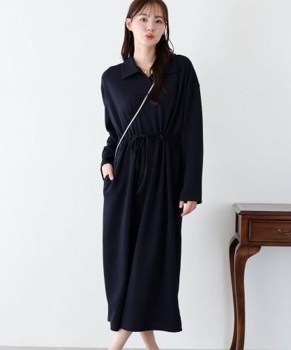【SALE】ポロ衿ドロストワンピース 【SALE】ポロ衿ドロストワンピース