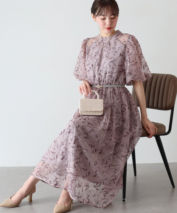 【SALE】バルーンスリーブレースドレス