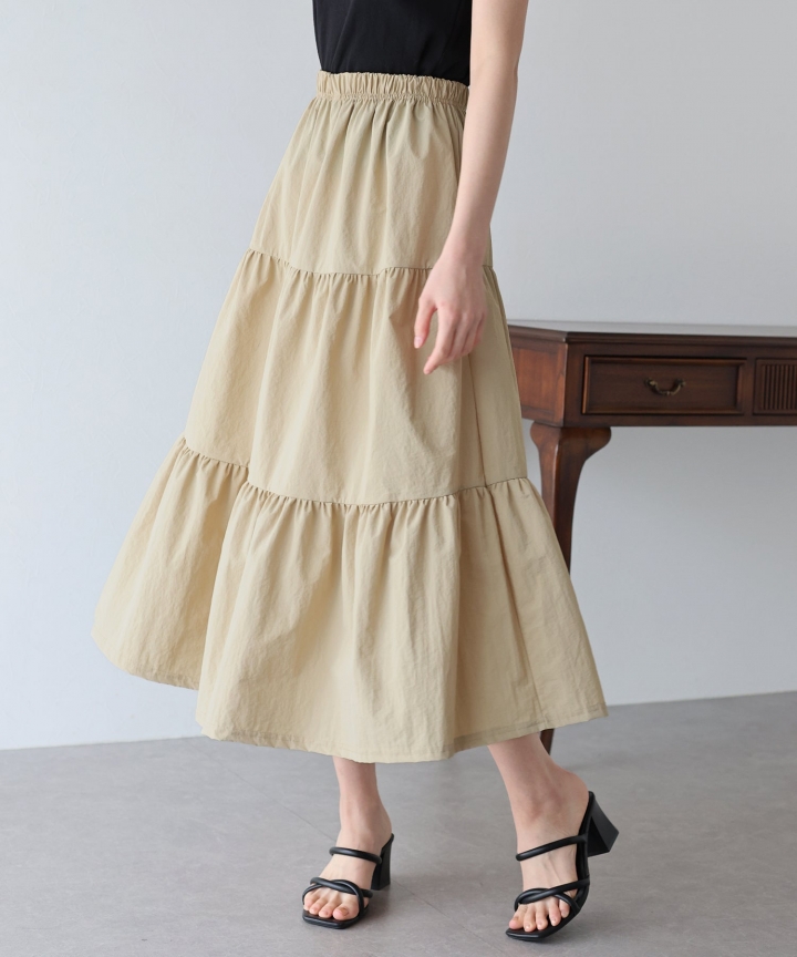【SALE】ナイロンティアードスカート