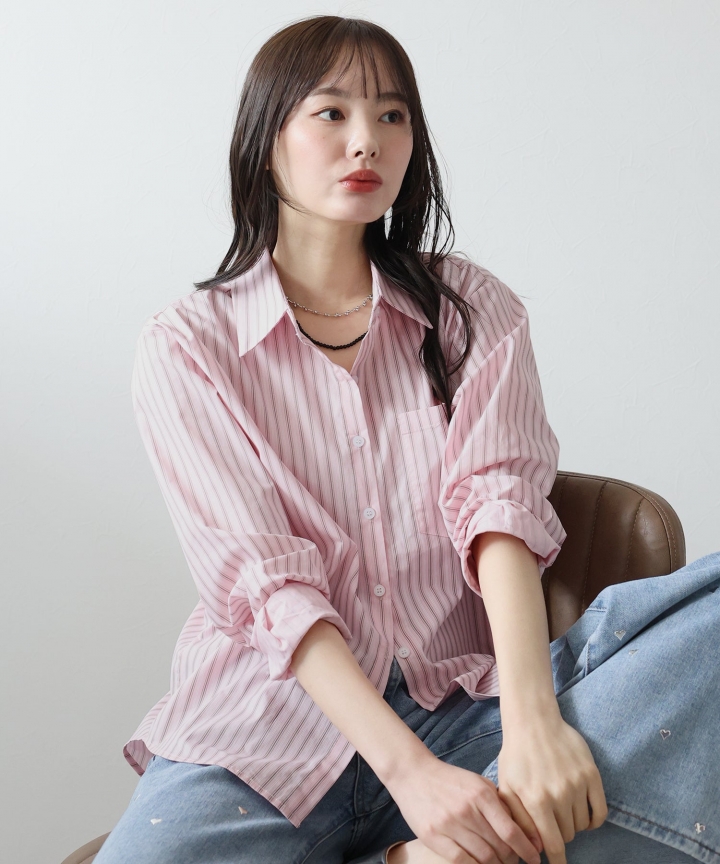 【SALE】カラーストライプシャツ【ネコポス】