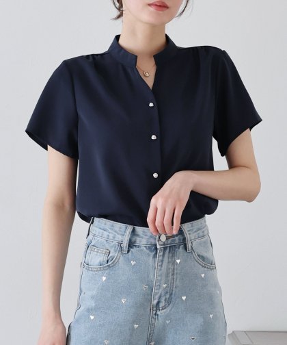 【TIME SALE】パールボタンブラウス【ネコポス】