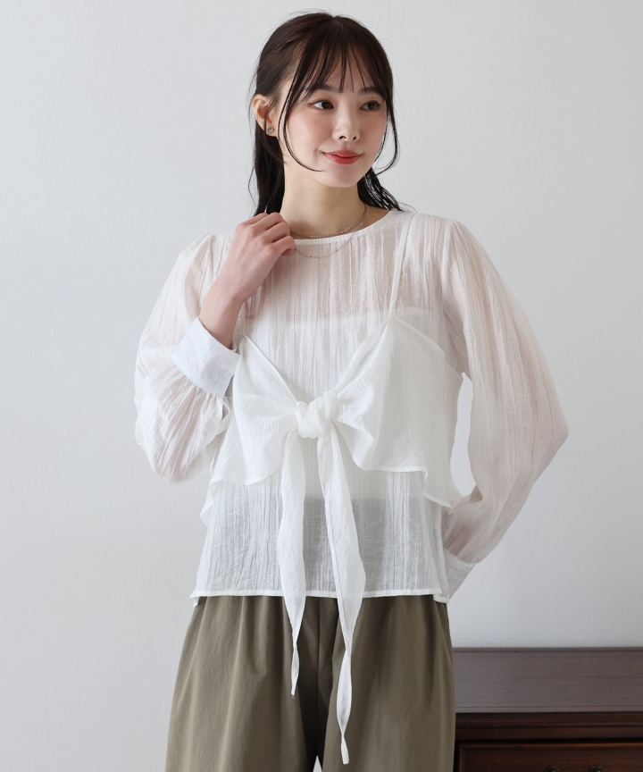 【SALE】リボンビスチェ付きブラウス
