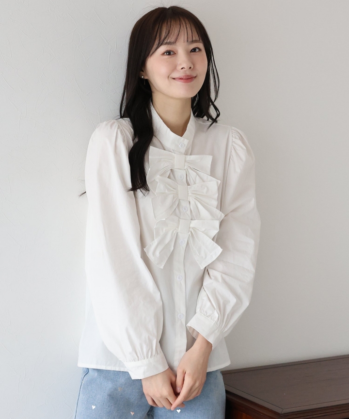 【SALE】トリプルリボンデザインシャツ【ネコポス】