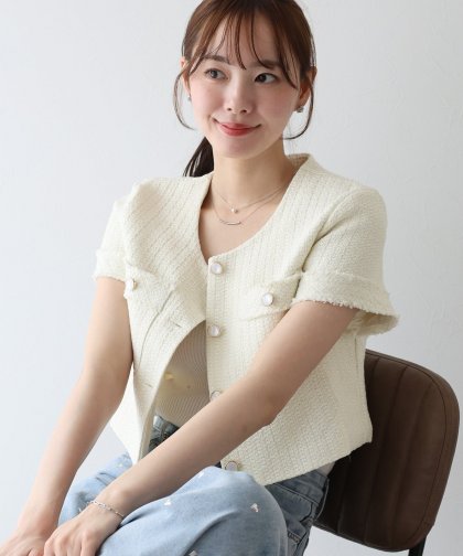【TIME SALE】半袖ツイードジャケット