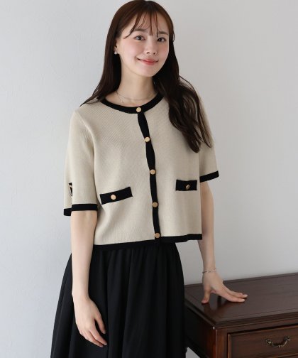 【TIME SALE】金ボタン半袖ニットジャケット 【TIME SALE】金ボタン半袖ニットジャケット