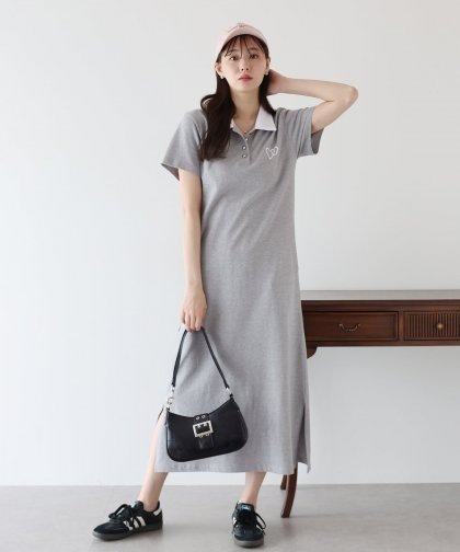 【TIME SALE】ハート刺繍ポロシャツワンピース 【TIME SALE】ハート刺繍ポロシャツワンピース