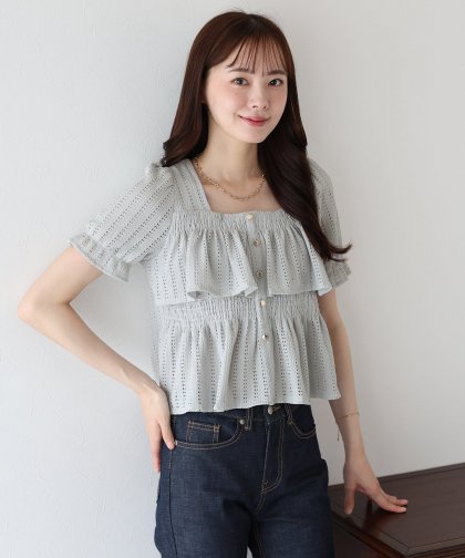 【TIME SALE】スクエアティアードフリルブラウス【ネコポス】 【TIME SALE】スクエアティアードフリルブラウス【ネコポス】
