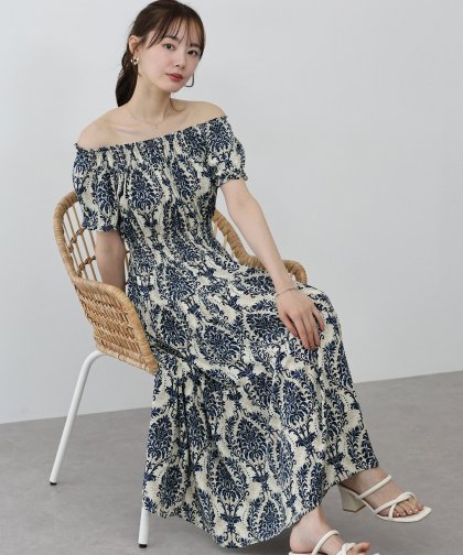 【TIME SALE】アソート柄2WAYオフショルワンピース