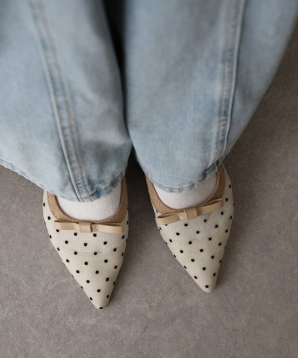 シアードットリボンパンプス シアードットリボンパンプス