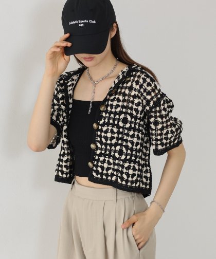 【SALE】クロシェニットジャケット[ J by blue ]