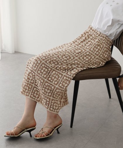 【SALE】クロシェ編みレースニットスカート[ J by blue ]