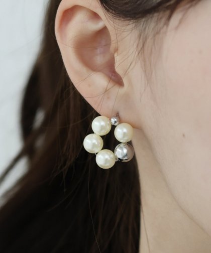 パール＆メタルボールピアス / ニッケルフリー【ネコポス】