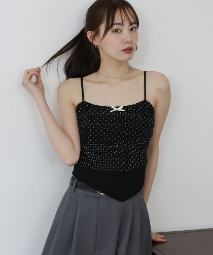 【SALE】カップ付きドットチュールキャミソール【ネコポス】 【SALE】カップ付きドットチュールキャミソール【ネコポス】