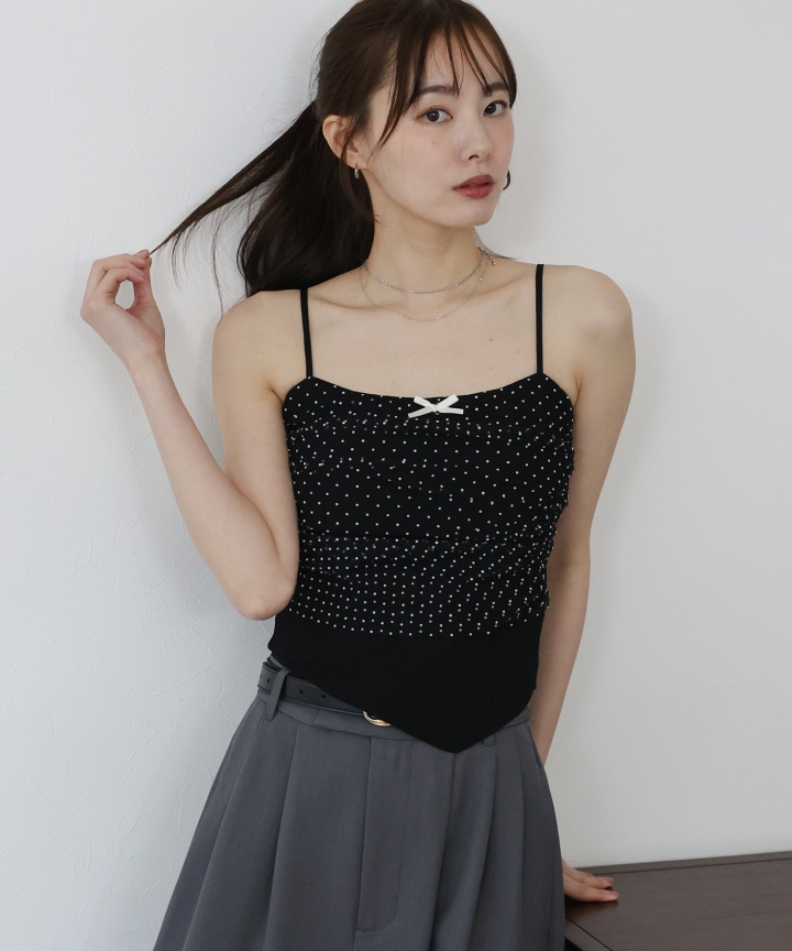 【SALE】カップ付きドットチュールキャミソール【ネコポス】