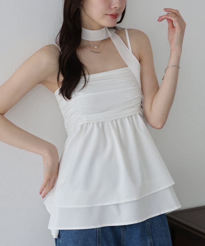 タイ付ギャザーキャミソール【ネコポス】