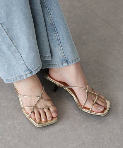 スクエアトゥコードスライドサンダル スクエアトゥコードスライドサンダル