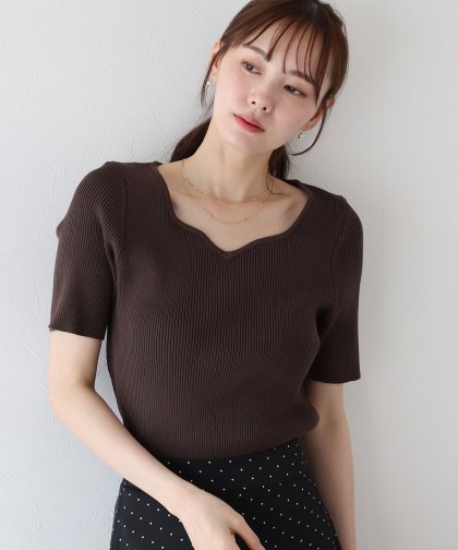 【TIME SALE】ハートネックリブニット 【TIME SALE】ハートネックリブニット