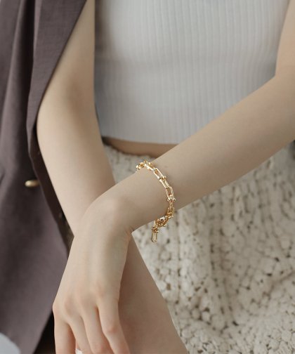 Uリンクチェーンブレスレット / ニッケルフリー[ J by blue ]【ネコポス】