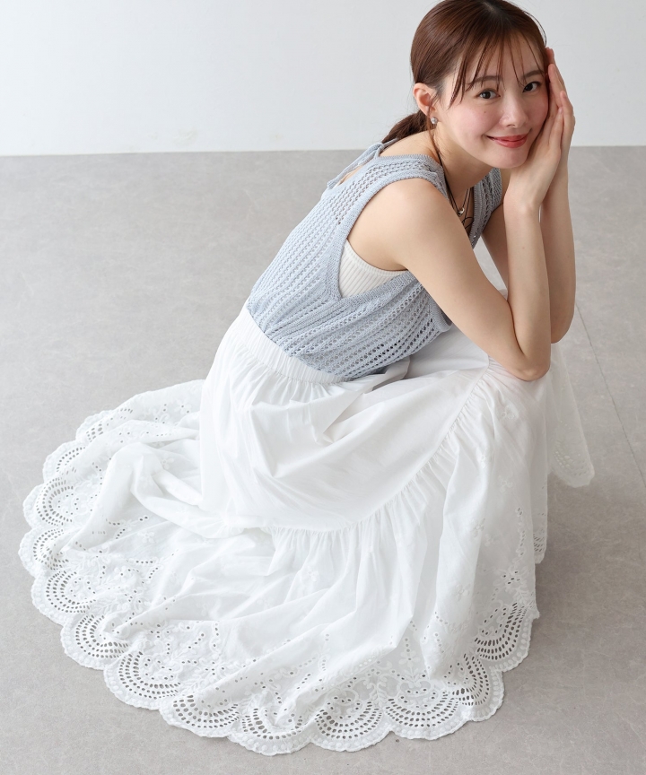 【TIME SALE】コットンレースティアードスカート
