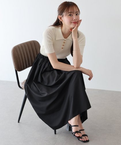 【SALE】ポロニットドッキングワンピース 【SALE】ポロニットドッキングワンピース