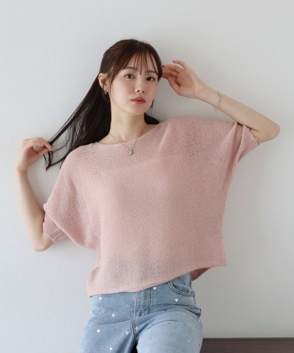 【TIME SALE】5分袖メッシュドルマンサマーニット