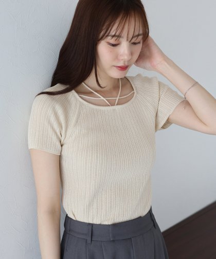 【SALE】ネックリボンサマーニット【ネコポス】